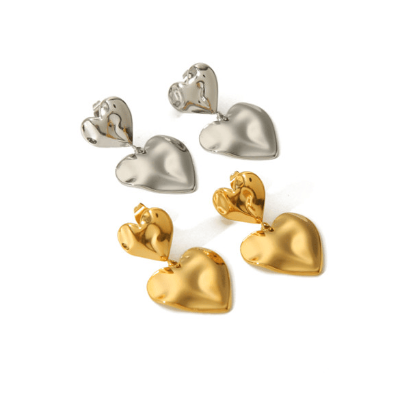 Stainless Steel Heart Duo Stud Earrings-Jewelry-Krush Kandy, Women's Online Fashion Boutique Located in Phoenix, Arizona (Scottsdale Area)