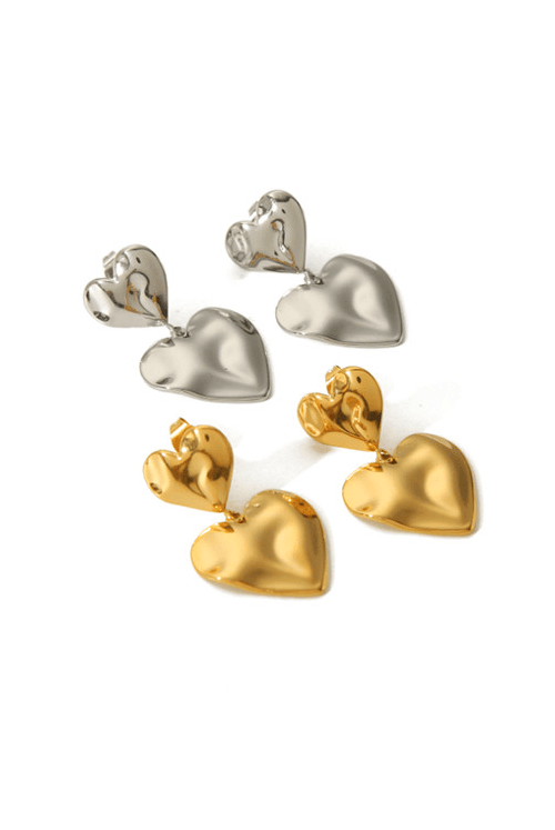 Stainless Steel Heart Duo Stud Earrings-Jewelry-Krush Kandy, Women's Online Fashion Boutique Located in Phoenix, Arizona (Scottsdale Area)