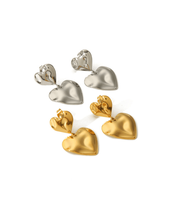 Stainless Steel Heart Duo Stud Earrings-Jewelry-Krush Kandy, Women's Online Fashion Boutique Located in Phoenix, Arizona (Scottsdale Area)