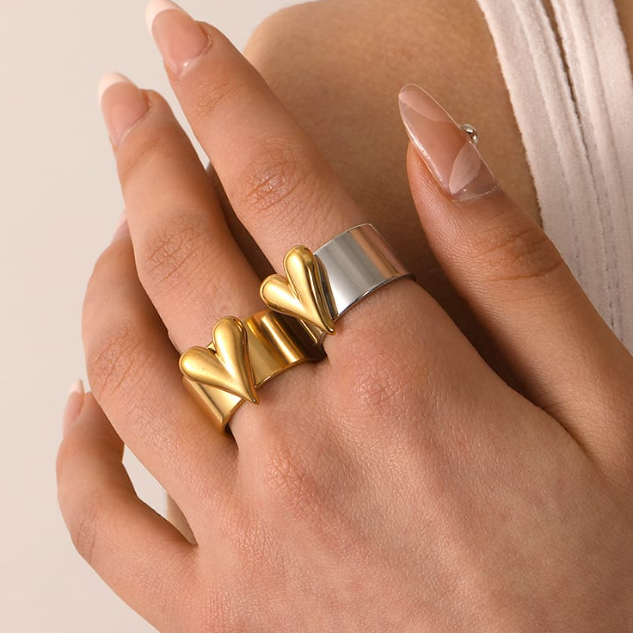 Stainless Steel Heart Minimalist Band Ring-Jewelry-Krush Kandy, Women's Online Fashion Boutique Located in Phoenix, Arizona (Scottsdale Area)