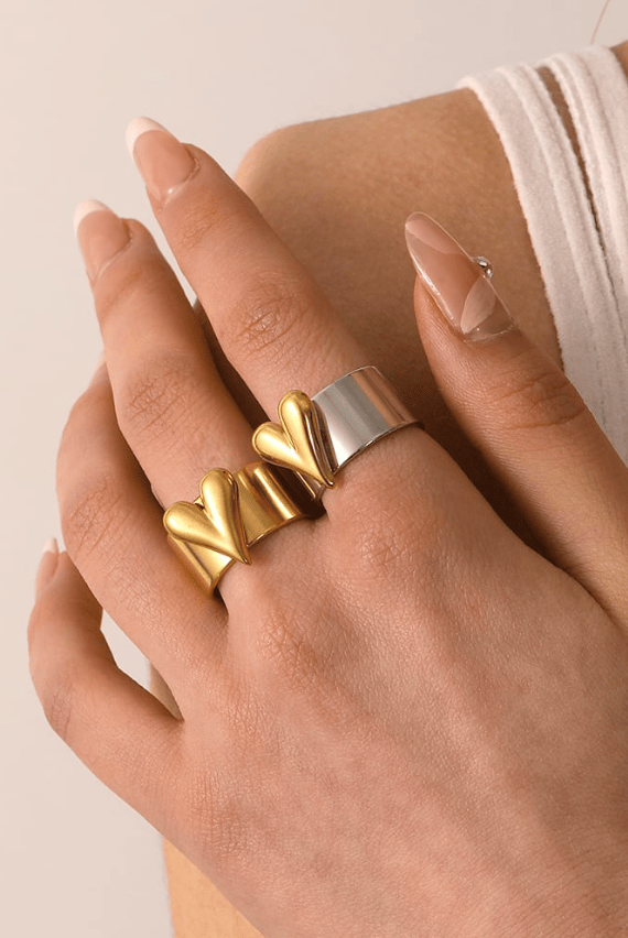 Stainless Steel Heart Minimalist Band Ring-Jewelry-Krush Kandy, Women's Online Fashion Boutique Located in Phoenix, Arizona (Scottsdale Area)