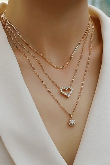 Sterling Silver Moissanite Heart Minimalist Multi Strand Necklace-Necklaces-Krush Kandy, Women's Online Fashion Boutique Located in Phoenix, Arizona (Scottsdale Area)