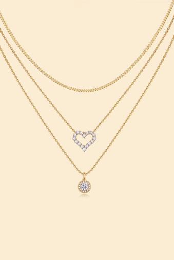 Sterling Silver Moissanite Heart Minimalist Multi Strand Necklace-Necklaces-Krush Kandy, Women's Online Fashion Boutique Located in Phoenix, Arizona (Scottsdale Area)