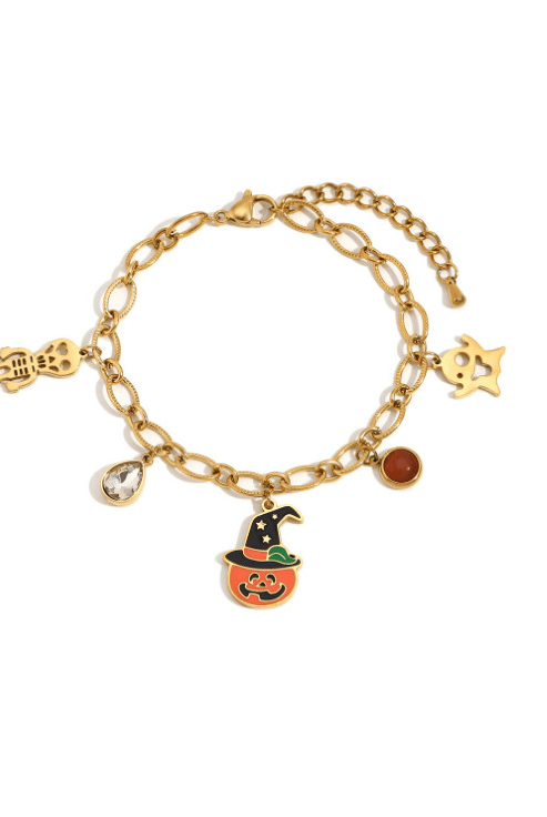 Stainless Steel Vintage Cute Ghost Pumpkin Halloween Bracelet-Bracelets-Krush Kandy, Women's Online Fashion Boutique Located in Phoenix, Arizona (Scottsdale Area)