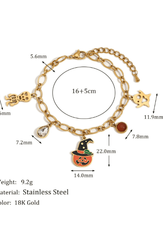 Stainless Steel Vintage Cute Ghost Pumpkin Halloween Bracelet-Bracelets-Krush Kandy, Women's Online Fashion Boutique Located in Phoenix, Arizona (Scottsdale Area)