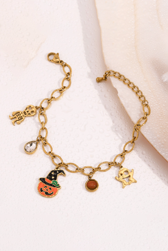 Stainless Steel Vintage Cute Ghost Pumpkin Halloween Bracelet-Bracelets-Krush Kandy, Women's Online Fashion Boutique Located in Phoenix, Arizona (Scottsdale Area)