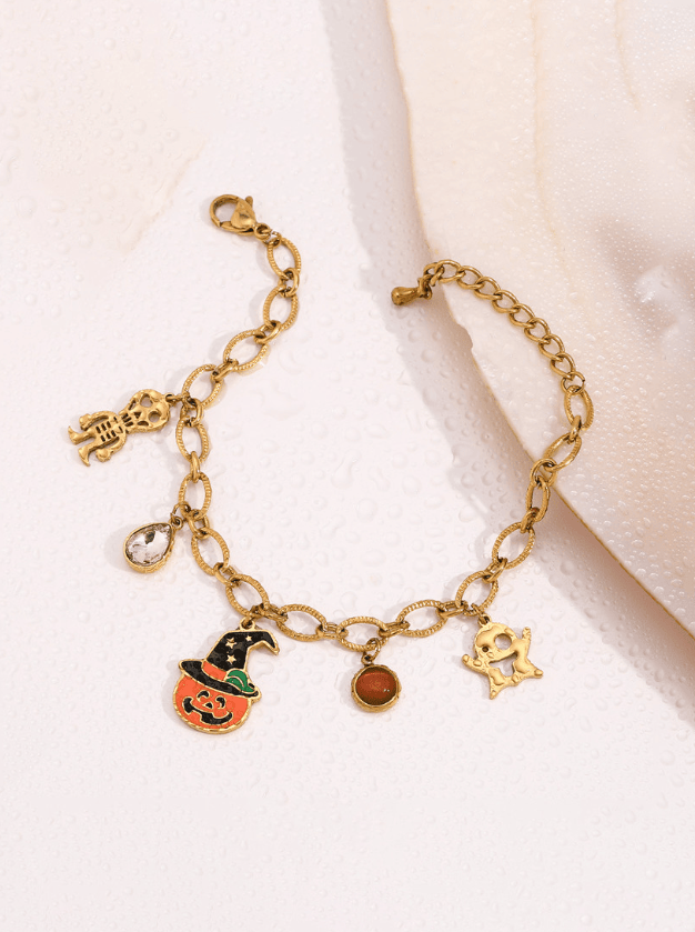 Stainless Steel Vintage Cute Ghost Pumpkin Halloween Bracelet-Bracelets-Krush Kandy, Women's Online Fashion Boutique Located in Phoenix, Arizona (Scottsdale Area)
