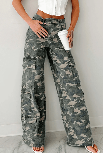 Camo Cargo Wide Leg Pants-Pants-Krush Kandy, Women's Online Fashion Boutique Located in Phoenix, Arizona (Scottsdale Area)