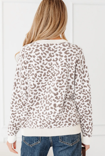 Leopard Drop Shoulder Chunky Knitted Cardigan Sweater-Cardigan-Krush Kandy, Women's Online Fashion Boutique Located in Phoenix, Arizona (Scottsdale Area)
