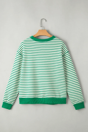Striped Exposed Seam Patchwork Loose Pullover Top-top-Krush Kandy, Women's Online Fashion Boutique Located in Phoenix, Arizona (Scottsdale Area)