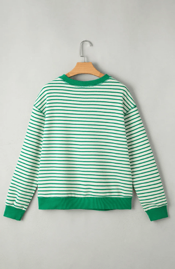 Striped Exposed Seam Patchwork Loose Pullover Top-top-Krush Kandy, Women's Online Fashion Boutique Located in Phoenix, Arizona (Scottsdale Area)