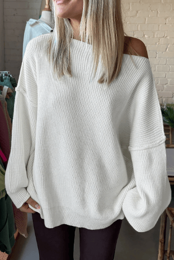 Asymmetric Drop Shoulder Sweater-Sweater-Krush Kandy, Women's Online Fashion Boutique Located in Phoenix, Arizona (Scottsdale Area)