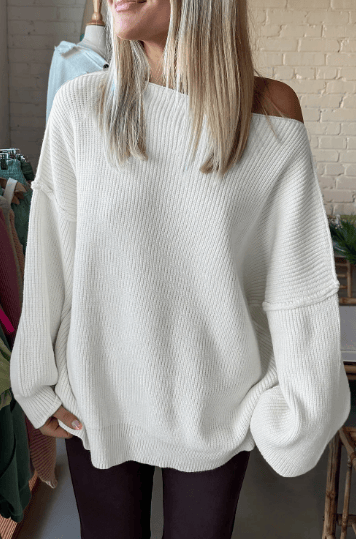 Asymmetric Drop Shoulder Sweater-Sweater-Krush Kandy, Women's Online Fashion Boutique Located in Phoenix, Arizona (Scottsdale Area)