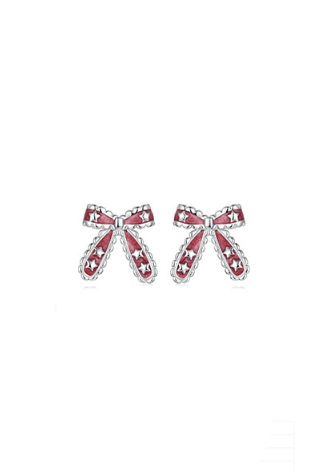 Sterling Silver Enamel Bow Minimalist Stud Earrings-Jewelry-Krush Kandy, Women's Online Fashion Boutique Located in Phoenix, Arizona (Scottsdale Area)