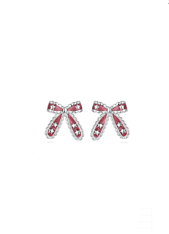 Sterling Silver Enamel Bow Minimalist Stud Earrings-Jewelry-Krush Kandy, Women's Online Fashion Boutique Located in Phoenix, Arizona (Scottsdale Area)