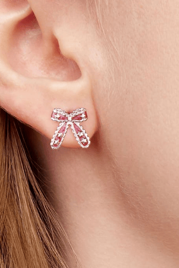 Sterling Silver Enamel Bow Minimalist Stud Earrings-Jewelry-Krush Kandy, Women's Online Fashion Boutique Located in Phoenix, Arizona (Scottsdale Area)