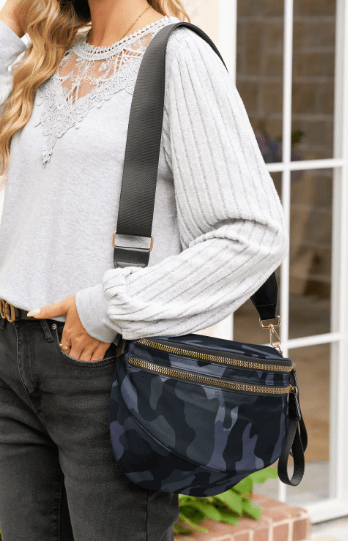 Camouflage Chain Strap Double Zipper Crossbody Bag-Purses & Bags-Krush Kandy, Women's Online Fashion Boutique Located in Phoenix, Arizona (Scottsdale Area)