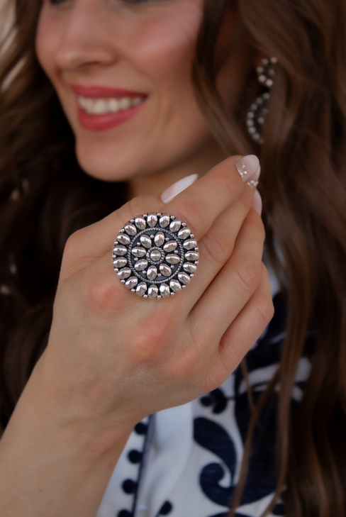 Sterling Silver Concho Ring | By KKB-Cluster Rings-Krush Kandy, Women's Online Fashion Boutique Located in Phoenix, Arizona (Scottsdale Area)