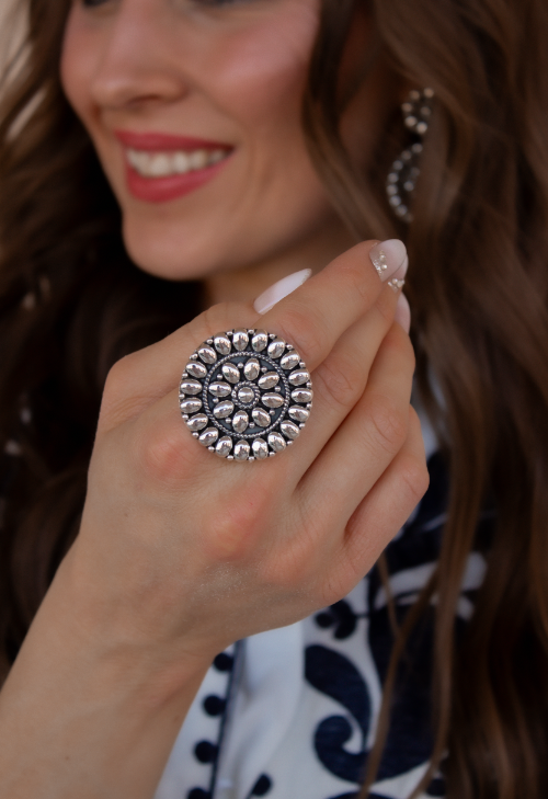 Sterling Silver Concho Ring | By KKB-Cluster Rings-Krush Kandy, Women's Online Fashion Boutique Located in Phoenix, Arizona (Scottsdale Area)