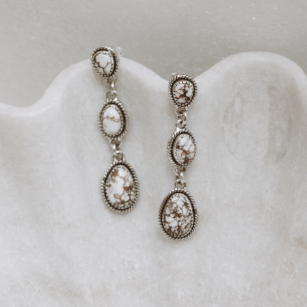 Classic Three Stone Twisted Rope Earrings-Drop Earrings-Krush Kandy, Women's Online Fashion Boutique Located in Phoenix, Arizona (Scottsdale Area)