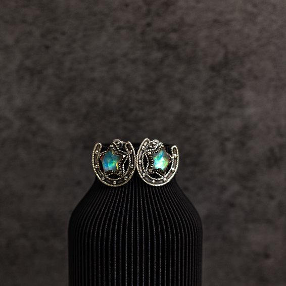 Starry Horseshoe Stone Earrings-Stud Earrings-Krush Kandy, Women's Online Fashion Boutique Located in Phoenix, Arizona (Scottsdale Area)