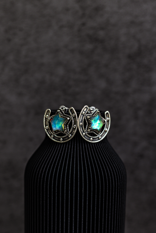 Starry Horseshoe Stone Earrings-Stud Earrings-Krush Kandy, Women's Online Fashion Boutique Located in Phoenix, Arizona (Scottsdale Area)