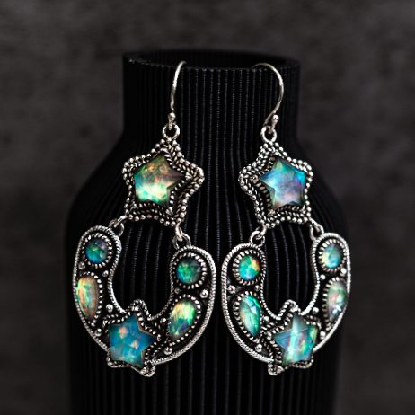 Starry Night Horseshoe Stone Earrings-Stud Earrings-Krush Kandy, Women's Online Fashion Boutique Located in Phoenix, Arizona (Scottsdale Area)