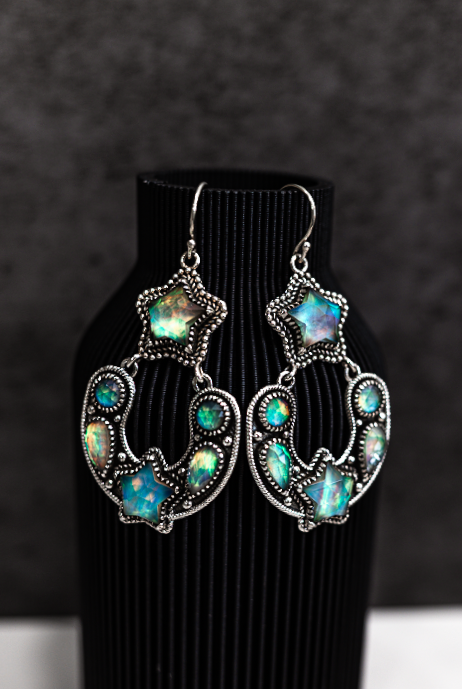 Starry Night Horseshoe Stone Earrings-Stud Earrings-Krush Kandy, Women's Online Fashion Boutique Located in Phoenix, Arizona (Scottsdale Area)