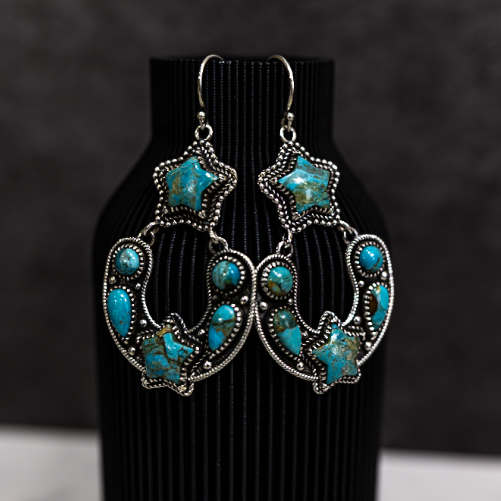 Starry Night Horseshoe Stone Earrings-Stud Earrings-Krush Kandy, Women's Online Fashion Boutique Located in Phoenix, Arizona (Scottsdale Area)