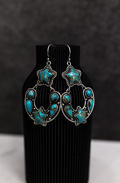Starry Night Horseshoe Stone Earrings-Stud Earrings-Krush Kandy, Women's Online Fashion Boutique Located in Phoenix, Arizona (Scottsdale Area)