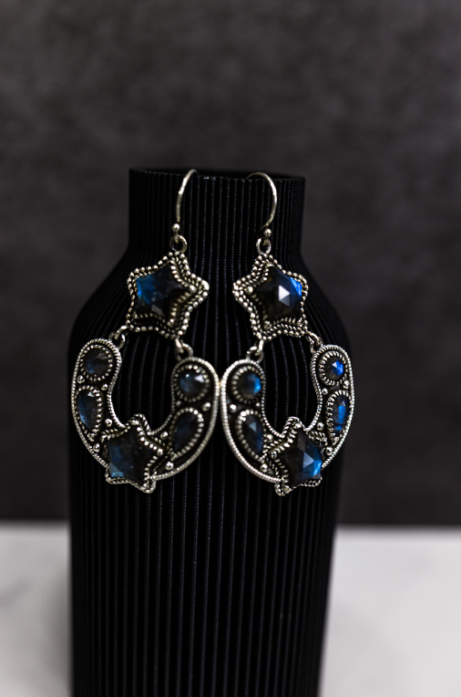 Starry Night Horseshoe Stone Earrings-Stud Earrings-Krush Kandy, Women's Online Fashion Boutique Located in Phoenix, Arizona (Scottsdale Area)