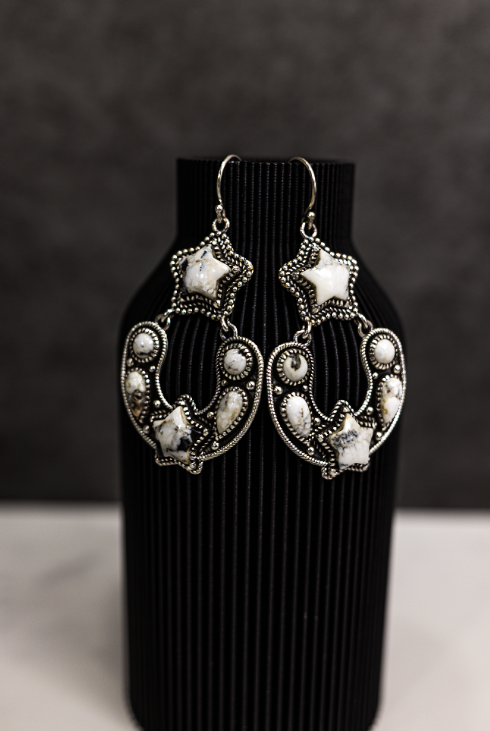 Starry Night Horseshoe Stone Earrings-Stud Earrings-Krush Kandy, Women's Online Fashion Boutique Located in Phoenix, Arizona (Scottsdale Area)