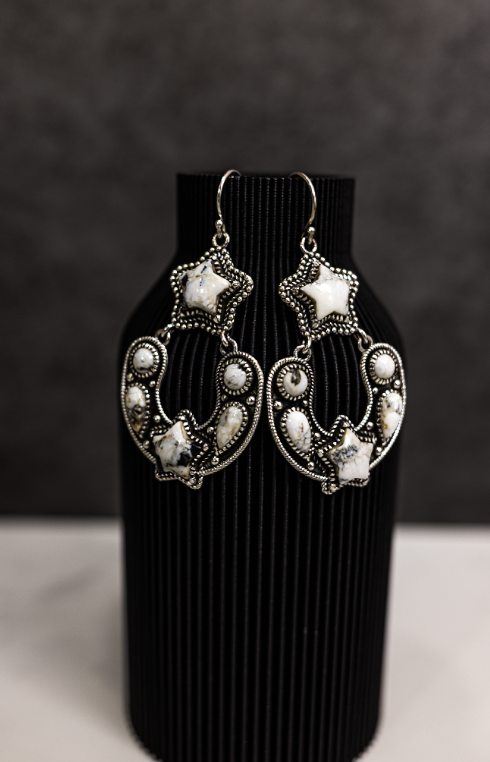 Starry Night Horseshoe Stone Earrings-Stud Earrings-Krush Kandy, Women's Online Fashion Boutique Located in Phoenix, Arizona (Scottsdale Area)