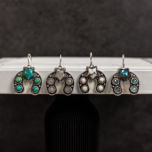 New In Town Horseshoe Stone Earrings-Drop Earrings-Krush Kandy, Women's Online Fashion Boutique Located in Phoenix, Arizona (Scottsdale Area)