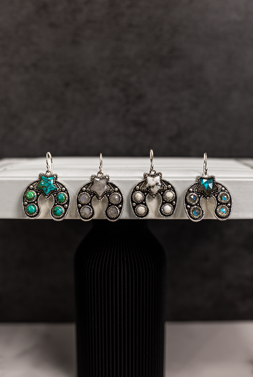 New In Town Horseshoe Stone Earrings-Drop Earrings-Krush Kandy, Women's Online Fashion Boutique Located in Phoenix, Arizona (Scottsdale Area)