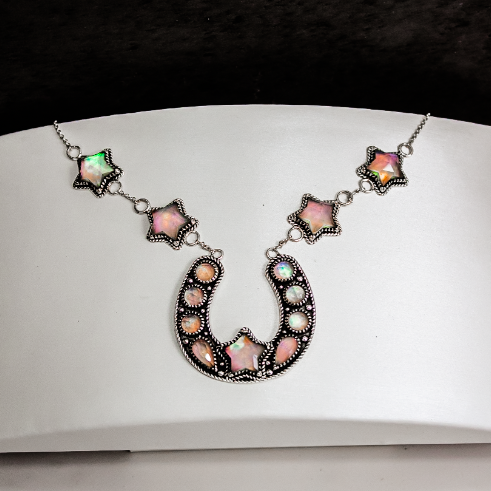 In The Night Horseshoe Stone Necklace-Chain Necklaces-Krush Kandy, Women's Online Fashion Boutique Located in Phoenix, Arizona (Scottsdale Area)