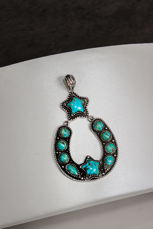 Starry Night Horseshoe Stone Pendant-Pendant Necklaces-Krush Kandy, Women's Online Fashion Boutique Located in Phoenix, Arizona (Scottsdale Area)