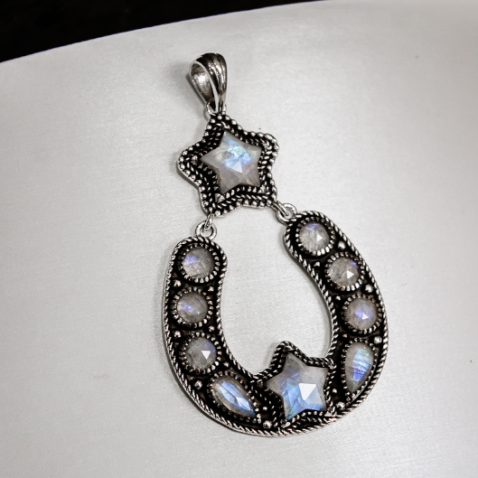Starry Night Horseshoe Stone Pendant-Pendant Necklaces-Krush Kandy, Women's Online Fashion Boutique Located in Phoenix, Arizona (Scottsdale Area)