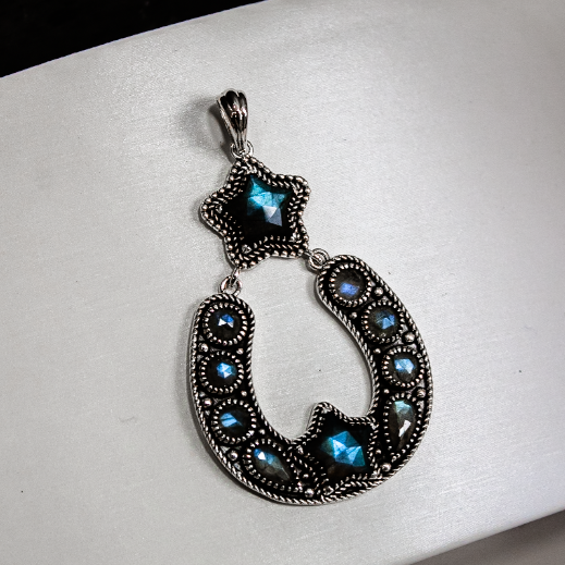 Starry Night Horseshoe Stone Pendant-Pendant Necklaces-Krush Kandy, Women's Online Fashion Boutique Located in Phoenix, Arizona (Scottsdale Area)