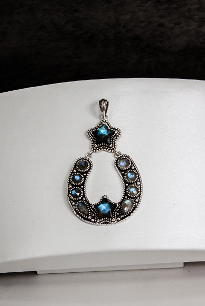 Starry Night Horseshoe Stone Pendant-Pendant Necklaces-Krush Kandy, Women's Online Fashion Boutique Located in Phoenix, Arizona (Scottsdale Area)