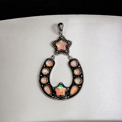 Starry Night Horseshoe Stone Pendant-Pendant Necklaces-Krush Kandy, Women's Online Fashion Boutique Located in Phoenix, Arizona (Scottsdale Area)