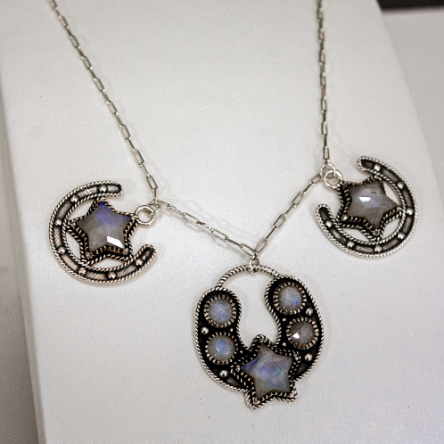 Triple Threat Horseshoe Stone Necklace-Chain Necklaces-Krush Kandy, Women's Online Fashion Boutique Located in Phoenix, Arizona (Scottsdale Area)