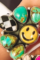 Happy Days Smiley Checkered Stone Rings-Cluster Rings-Krush Kandy, Women's Online Fashion Boutique Located in Phoenix, Arizona (Scottsdale Area)