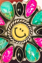 Happy Days Smiley Checkered Stone Rings-Cluster Rings-Krush Kandy, Women's Online Fashion Boutique Located in Phoenix, Arizona (Scottsdale Area)