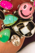 Happy Days Smiley Checkered Stone Rings-Cluster Rings-Krush Kandy, Women's Online Fashion Boutique Located in Phoenix, Arizona (Scottsdale Area)