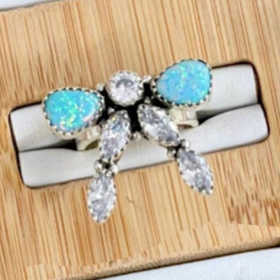 One Of A Kind Opal & White CZ Rings-Rings-Krush Kandy, Women's Online Fashion Boutique Located in Phoenix, Arizona (Scottsdale Area)
