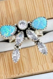 One Of A Kind Opal & White CZ Rings-Rings-Krush Kandy, Women's Online Fashion Boutique Located in Phoenix, Arizona (Scottsdale Area)