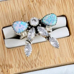 One Of A Kind Opal & White CZ Rings-Rings-Krush Kandy, Women's Online Fashion Boutique Located in Phoenix, Arizona (Scottsdale Area)