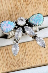 One Of A Kind Opal & White CZ Rings-Rings-Krush Kandy, Women's Online Fashion Boutique Located in Phoenix, Arizona (Scottsdale Area)