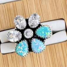 One Of A Kind Opal & White CZ Rings-Rings-Krush Kandy, Women's Online Fashion Boutique Located in Phoenix, Arizona (Scottsdale Area)